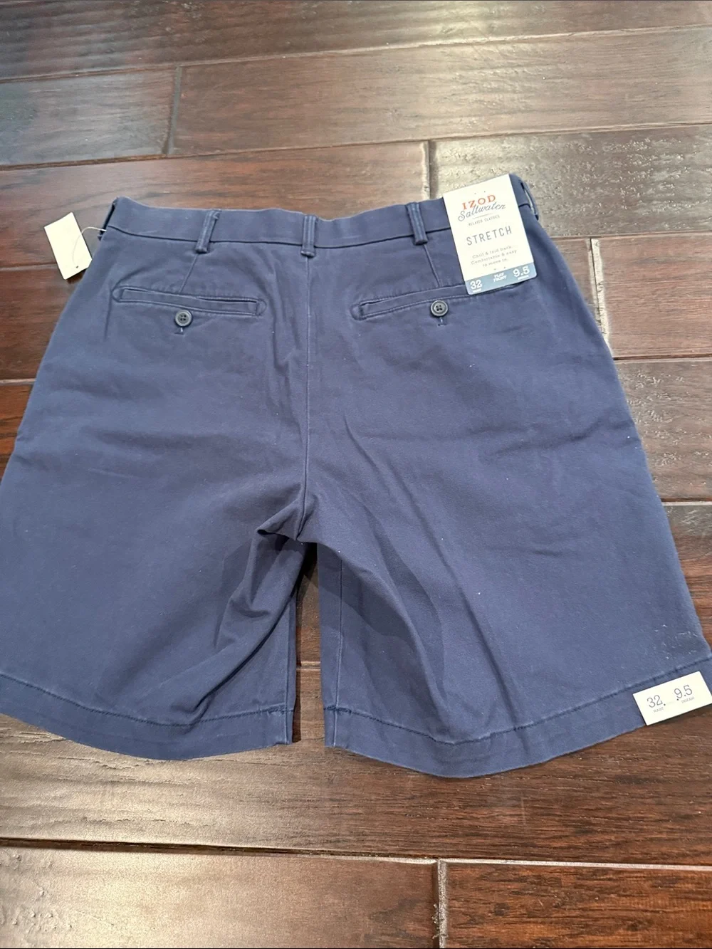 Izod Navy Flat-Front Cotton Chino Shorts